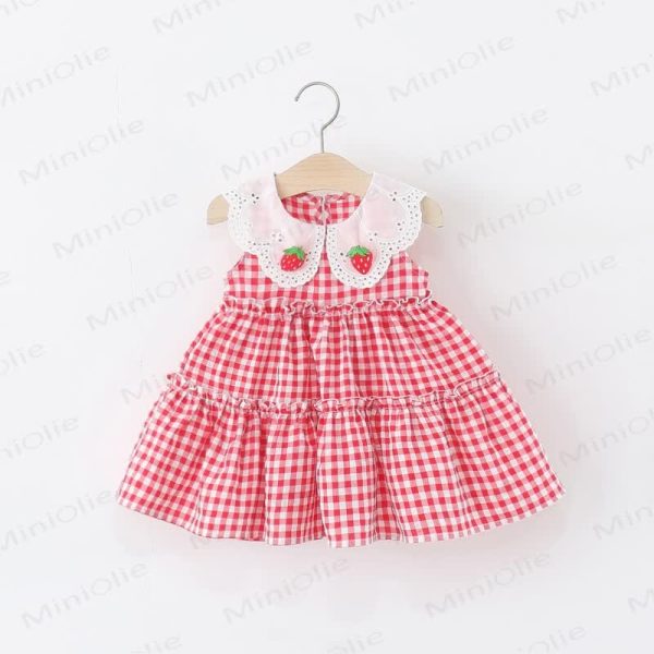 Baby Lovely Strawberry Bunny Plaid Dress
