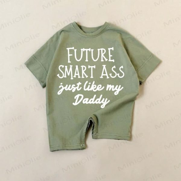 FUTURE SMART ASS JUST LIKE MY DADDY Baby Green Romper