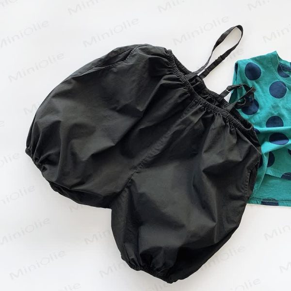 Toddler Solid Color Black Loose Overalls