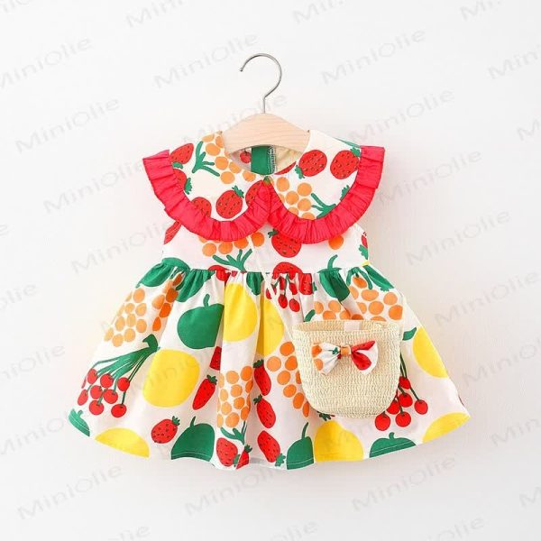 Baby Fruit Flower Dress with Bag