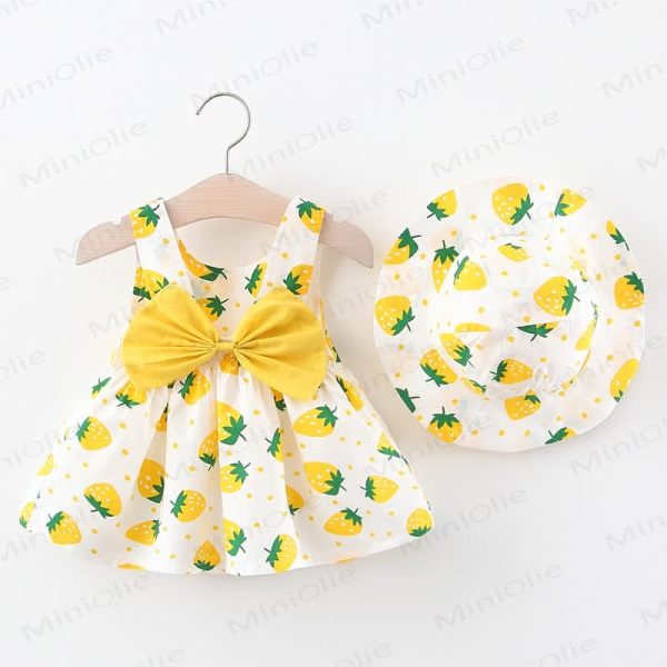 Baby Strawberry Dots Dress with Hat