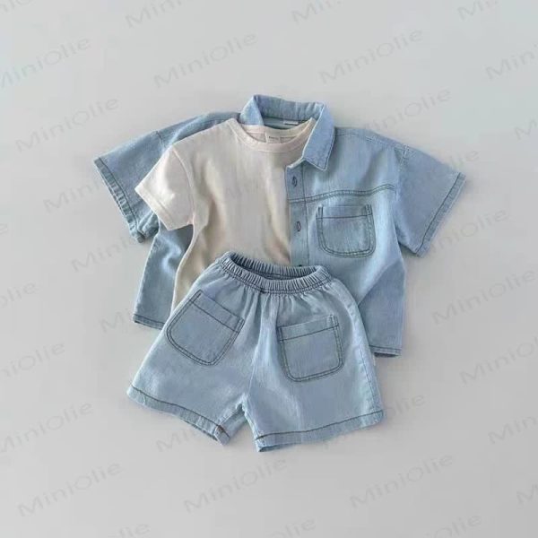 Baby 2-Piece Polo Denim Blue Set