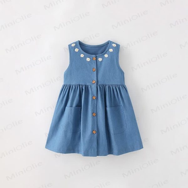 Toddler Denim Daisy Sleeveless Dress