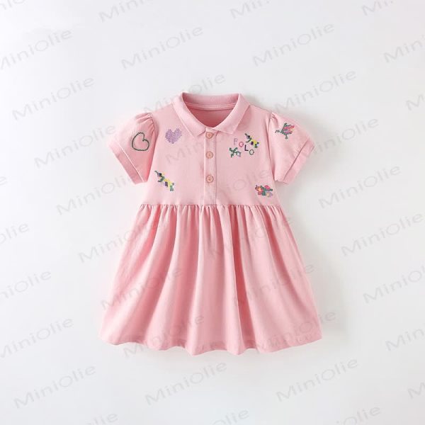 POLO Toddler Kid Heart Flower Pink Dress