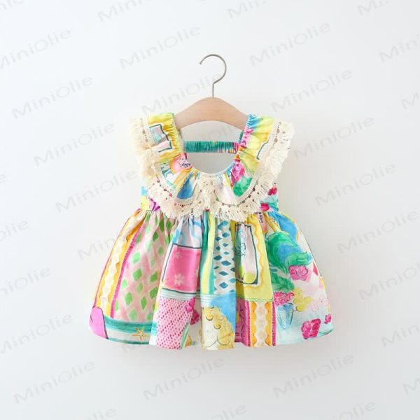 Toddler Multicolor Abstract Rhombus Dress