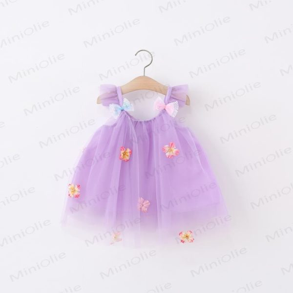 Toddler Flower Tulle Bow Suspenders Dress