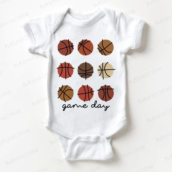 GAME DAY Baby Basketball White Bodysuit