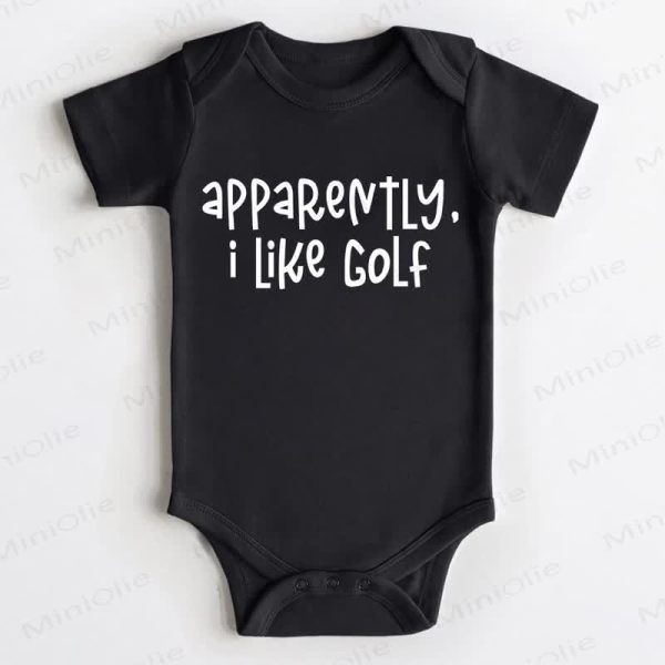 APPARENTLY, I LIKE GOLF Baby Black Bodysuit