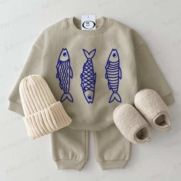 Baby 2-Piece Triple Fishes Grey Green Set