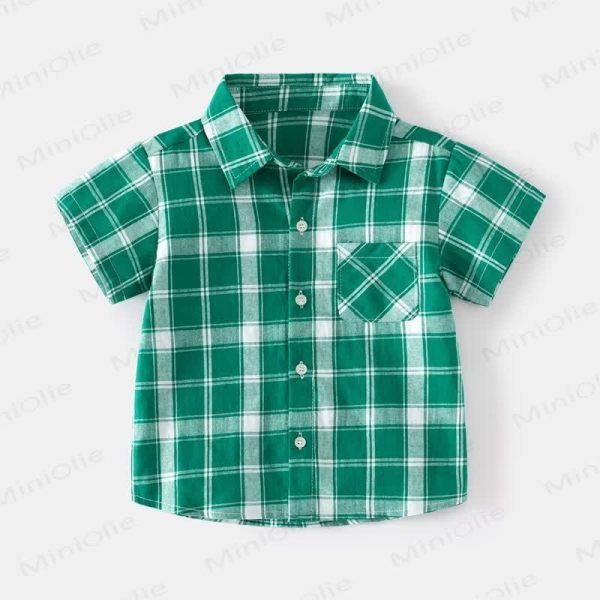 Kid Boy Plaid Short-sleeve Shirt Top