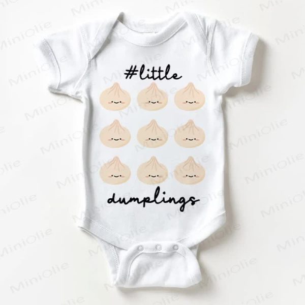 LITTLE DUMPLINGS Baby White Bodysuit