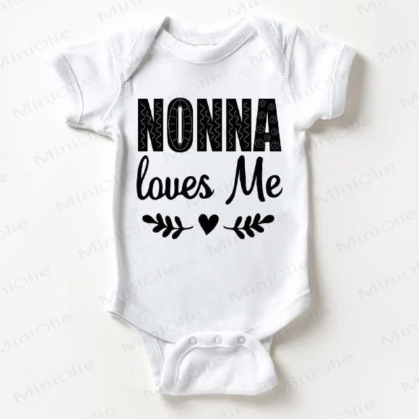 NONNA LOVES ME Baby White Bodysuit