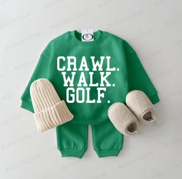 CRAWL. WALK. GOLF.  Baby 2-piece Green Set