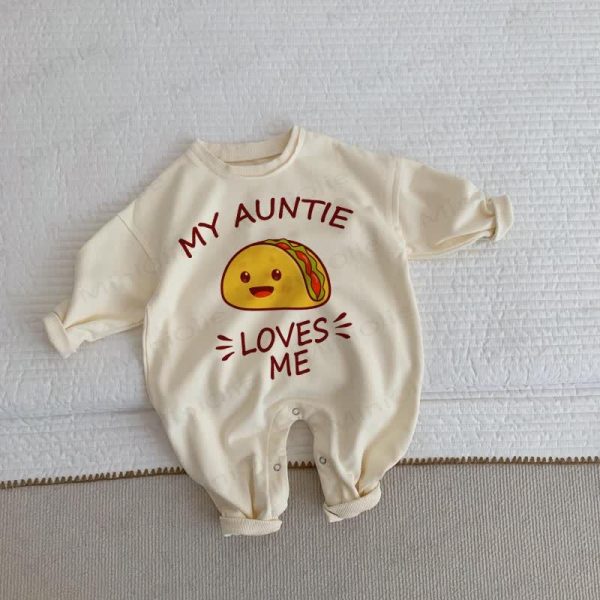 MY AUNTIE LOVES ME Baby Taco Beige Romper