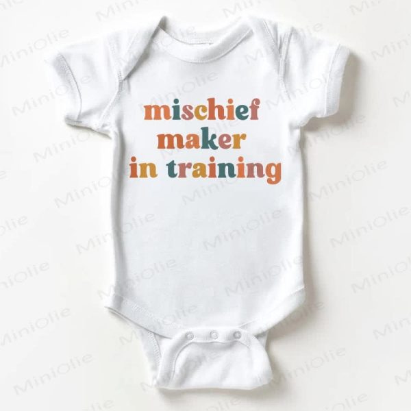 MISCHIEF MAKER IN TRAINING Baby White Bodysuit