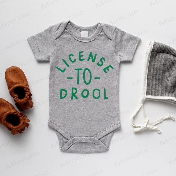 LICENSE TO DROOL Baby Grey Bodysuit