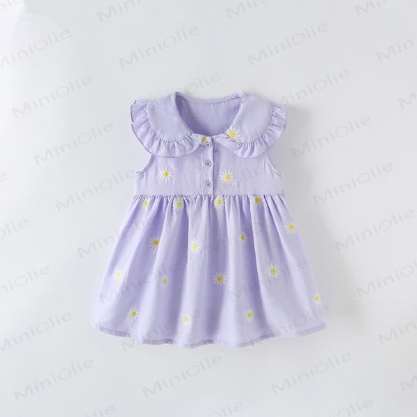 Toddler Kid Purple Embroidered Daisy Dress