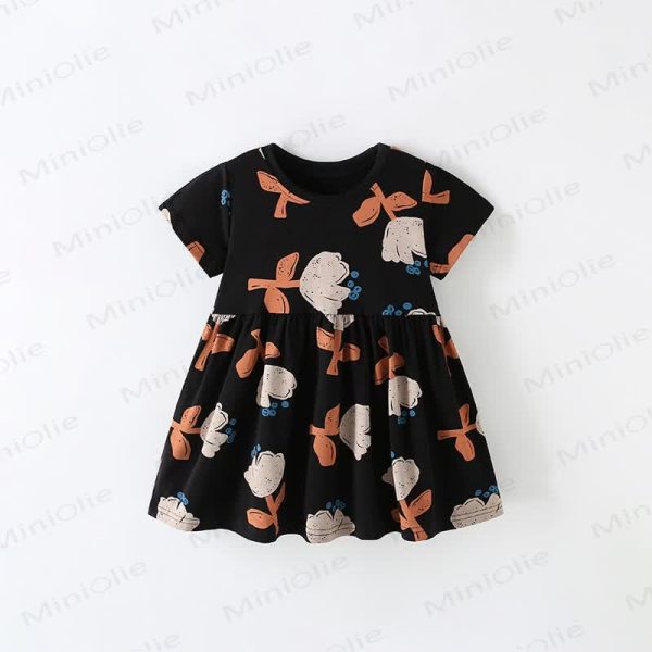 Toddler Kid Black Graffiti Flower Dress