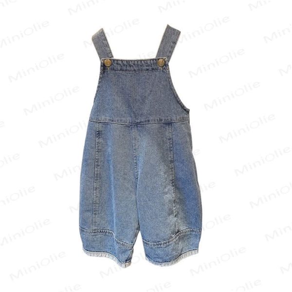 Toddler Solid Color Denim Blue Overalls