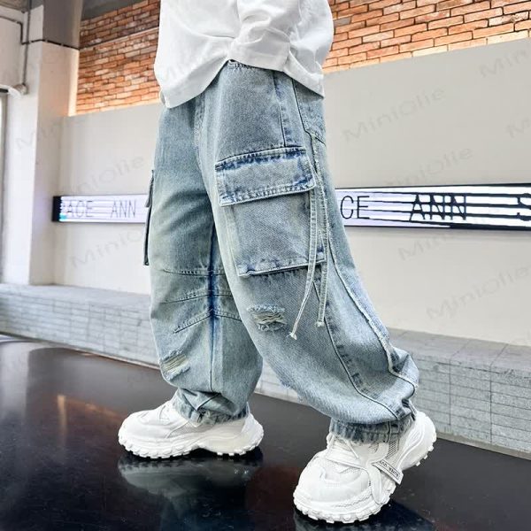 Kid Boy Washed Denim Cool Pants