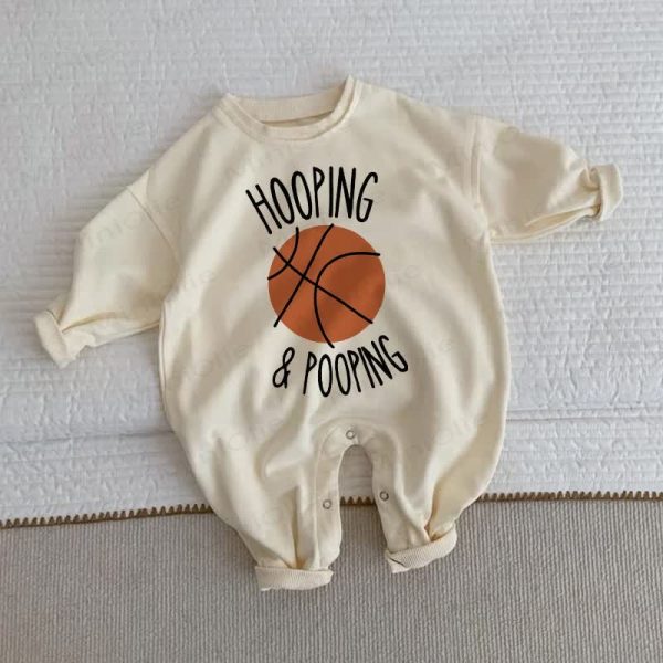 HOOPING & POOPING Baby Basketball Romper