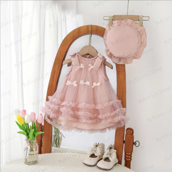 Baby Bow Tulle Sleeveless Dress with Hat
