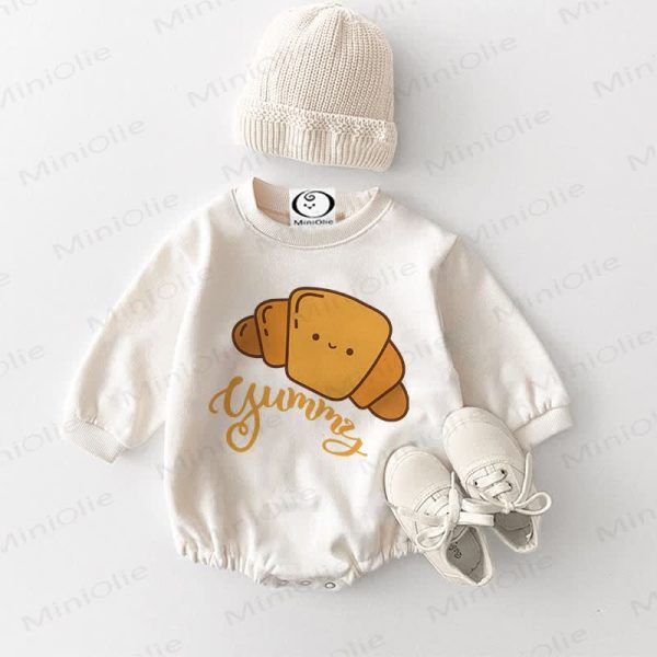 YUMMY Baby Croissant White Bodysuit