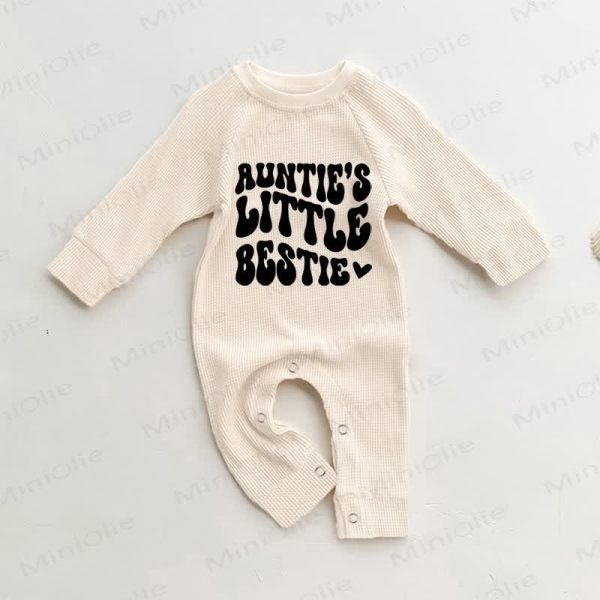 AUNTIE'S LITTLE BESTIE Baby Waffle Beige Romper