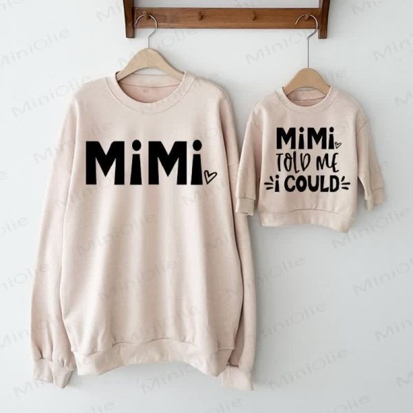 MIMI/MIMI TOLD ME I COULD Beige Family Sweatshirt