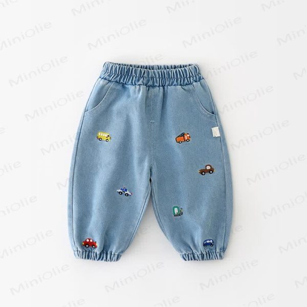 Baby Denim Embroidered Vehicle Pants