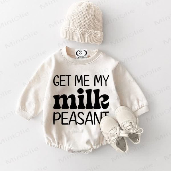 GET ME MY MILK PEASANT Baby White Bodysuit