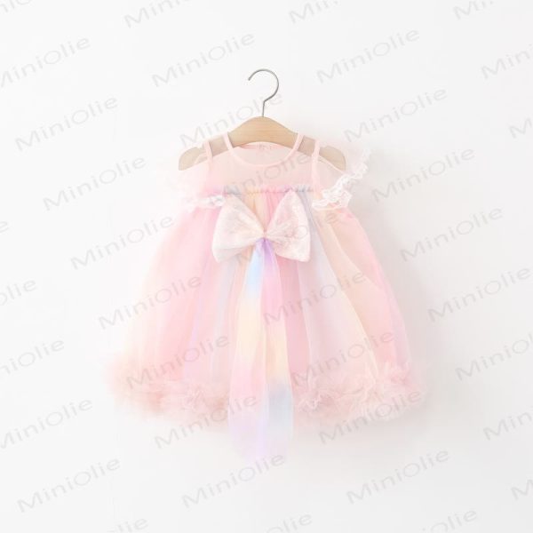 Toddler Glitter Bow Mesh Charming Dress