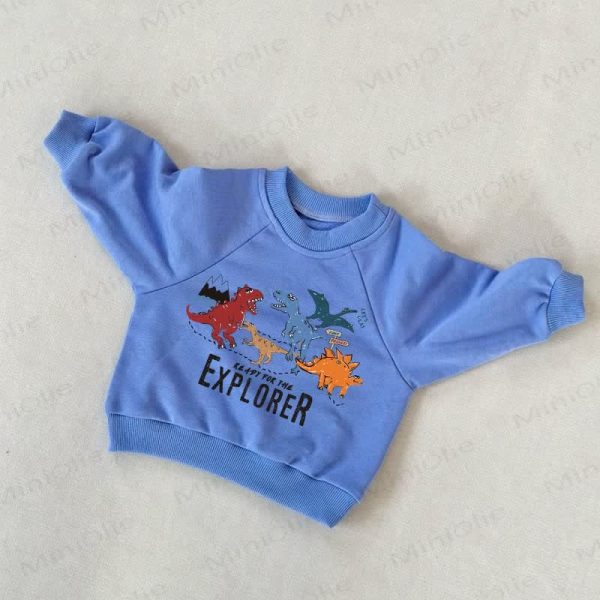READY FOR THE EXPLORER Baby Toddler Dinosaur Blue Sweatshirt