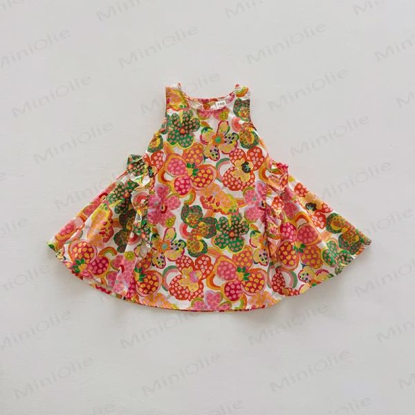 Toddler Chic Dots Flower Sleeveless Dress