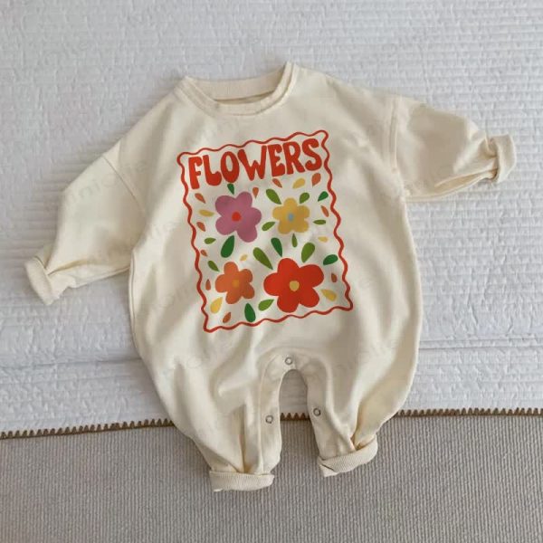 FLOWERS Baby Stamp Long Sleeves Romper
