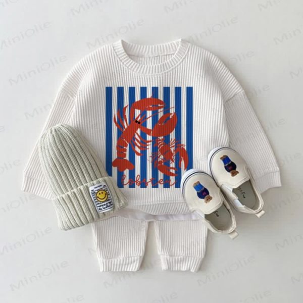 Baby Waffle Lobster Blue Vertical Striped 2-piece Set