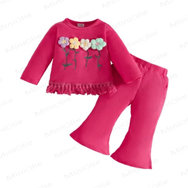 Baby 2-Piece Tassels 3D Flower Waffle Set