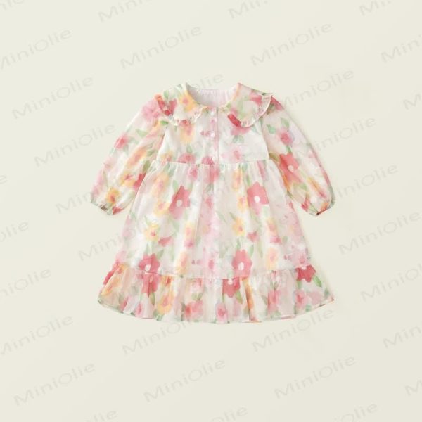 Toddler French Flower Beige Lapels Dress