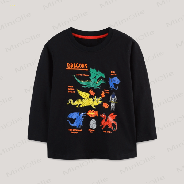 Kid Boy Various Dinosaurs Black T-Shirt