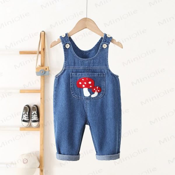 Baby Toddler Mushroom Denim Overalls
