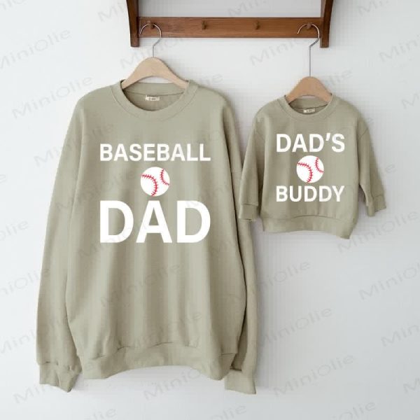 BASEBALL DAD/DAD'S BUDDY Grey Green Family Sweatshirt