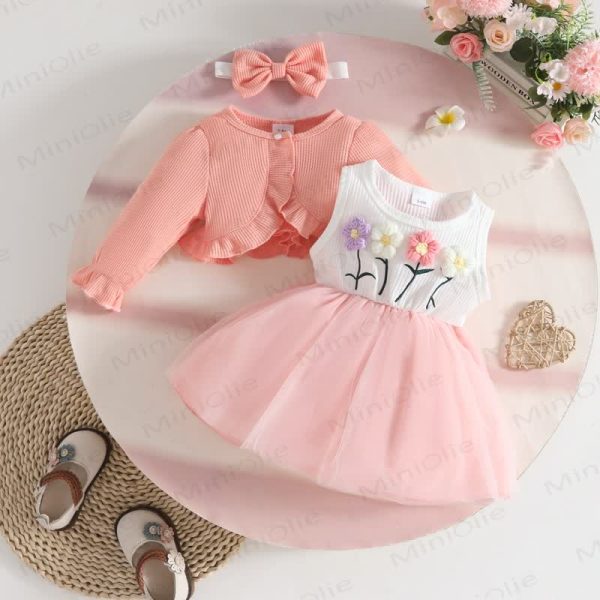 Baby 2-Piece Flower Dress Set with Headband
