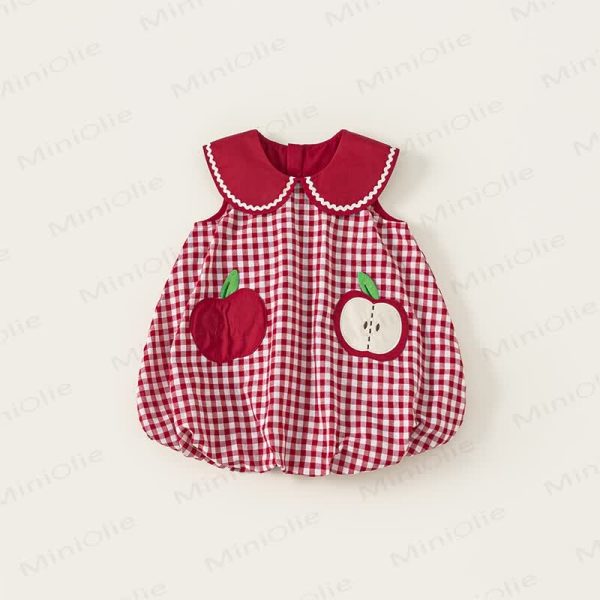 Toddler Apple Red Plaid Sleeveless Dress