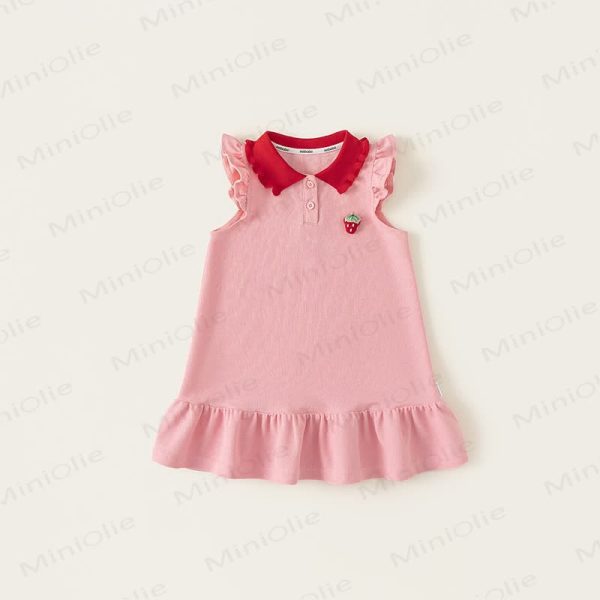 Toddler Pink Strawberry Ruffled Sweet Dress