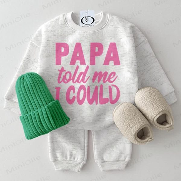 PAPA TOLD ME I COULD Baby 2-piece Light Grey Set