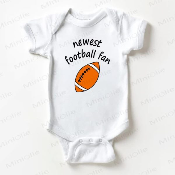 NEWEST FOOTBALL FAN Baby White Bodysuit