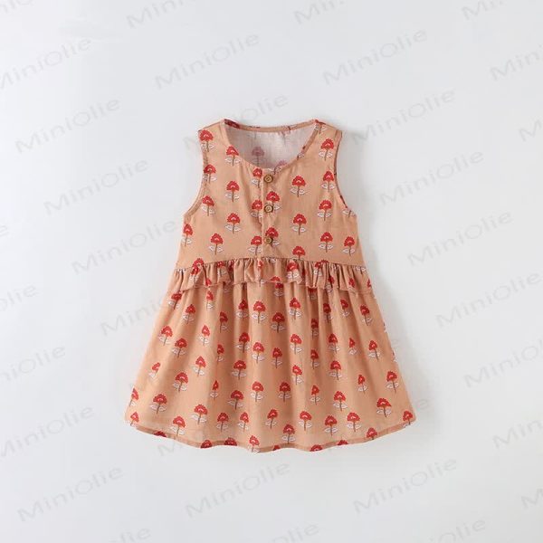 Toddler Khaki Flower Sleeveless Lovely Dress
