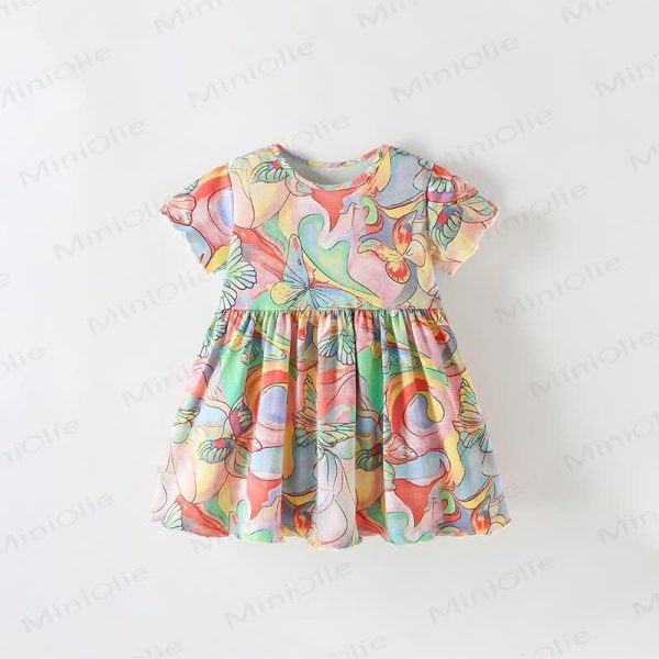Toddler Colorful Abstract Butterfly Lovely Dress