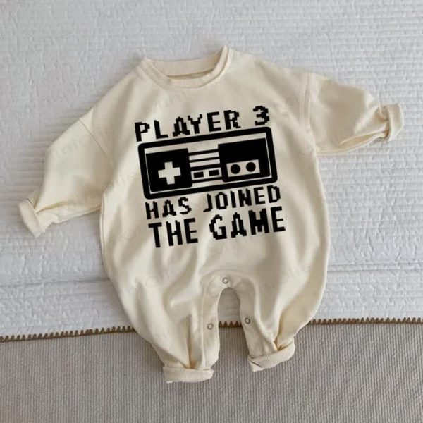 PLAYER 3 HAS JOINED THE GAME Baby Beige Romper