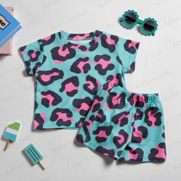 Baby Leopard Print Waffle 2-piece Set